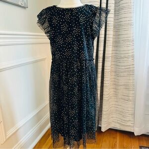 Oshkosh B'gosh Black & Gold Ruffle Sleeve Tulle Dress Sz. 8